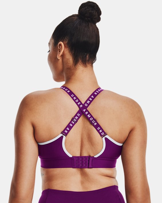 Women's UA Infinity Mid Covered Sports Bra in Purple image number 5